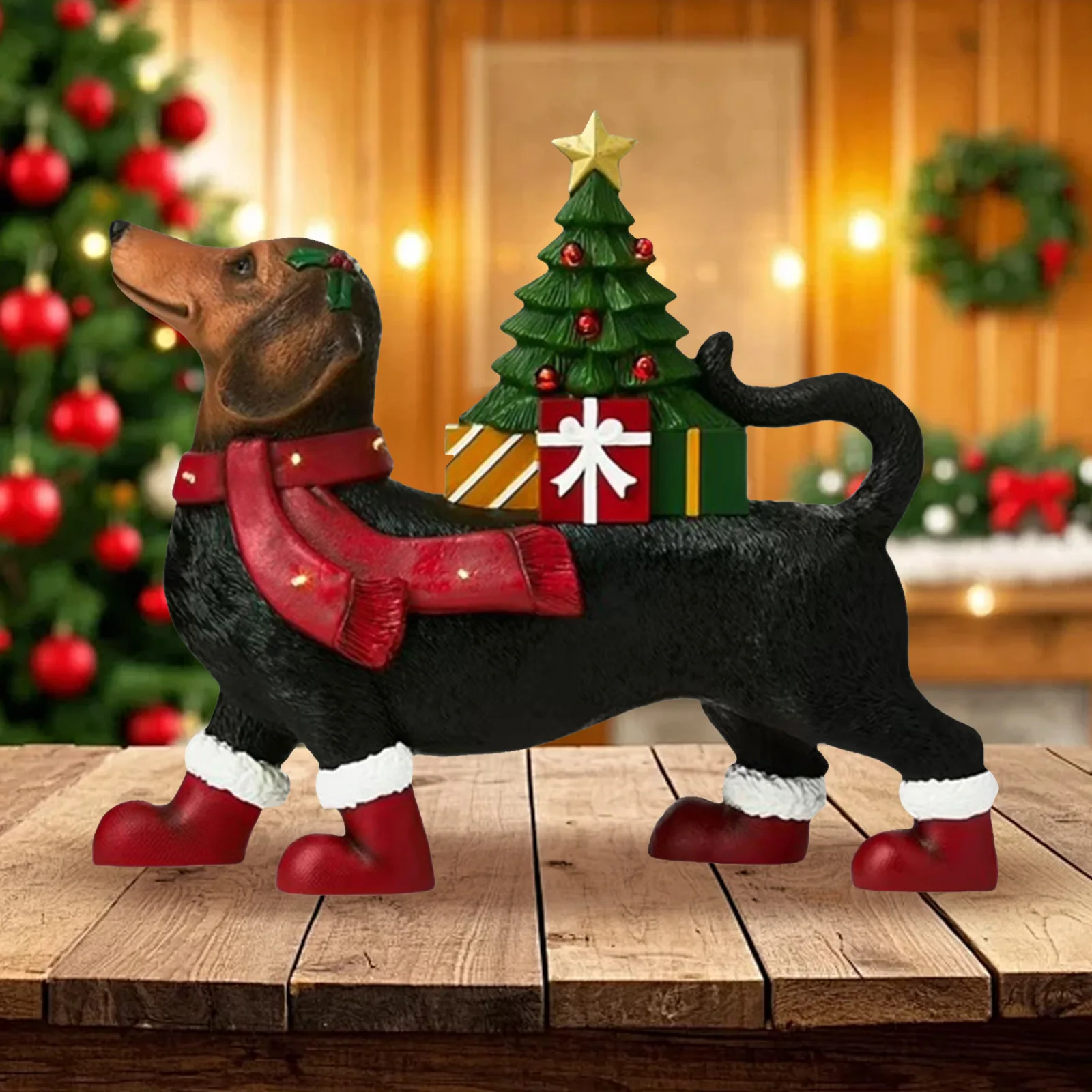 تمثال ألماني لعيد الميلاد مع أضواء زينة عيد الميلاد الألماني الألماني هدايا زينة عيد الميلاد لمحبي الحيوانات