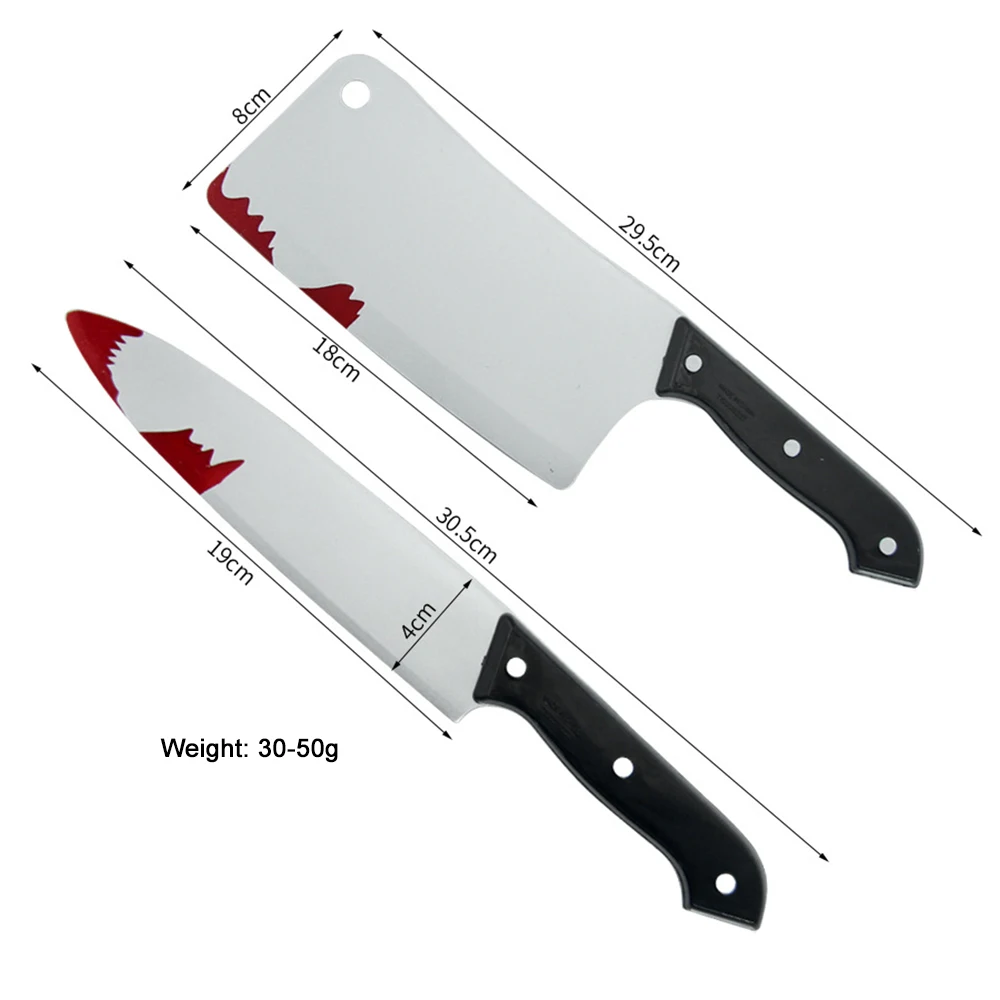Bloody Knife 30cm Halloween Realistic Plastic Horror Blade Fancy Dress Party Cosplay Killer Props Fake Knife