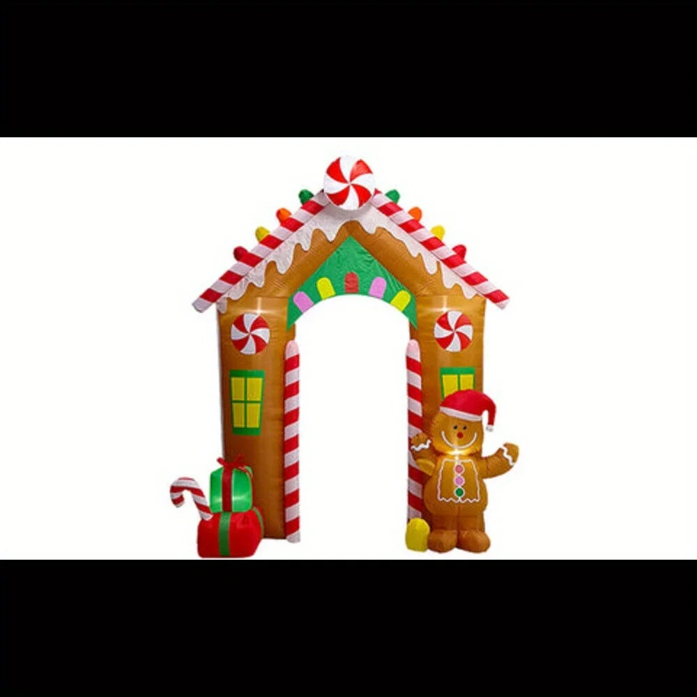 10-foot Christmas themed inflatable gingerbread arch