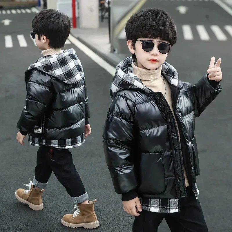 Children's Padded Jacket New Boys Down Padded Jacket Kids Winter Hooded Jacket Teenage Boys Thick Coat