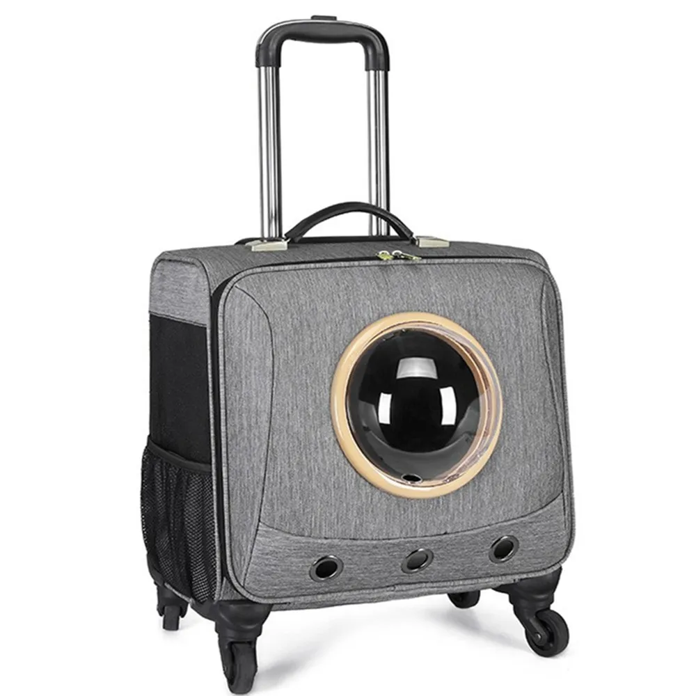 Pet Trolley Case para Gato e Cão, Mala de Viagem, Bagagem, Ventilado, Respirável, Mudo, Roda Universal, Bolsa, Carrinho De Armazenamento, 18"