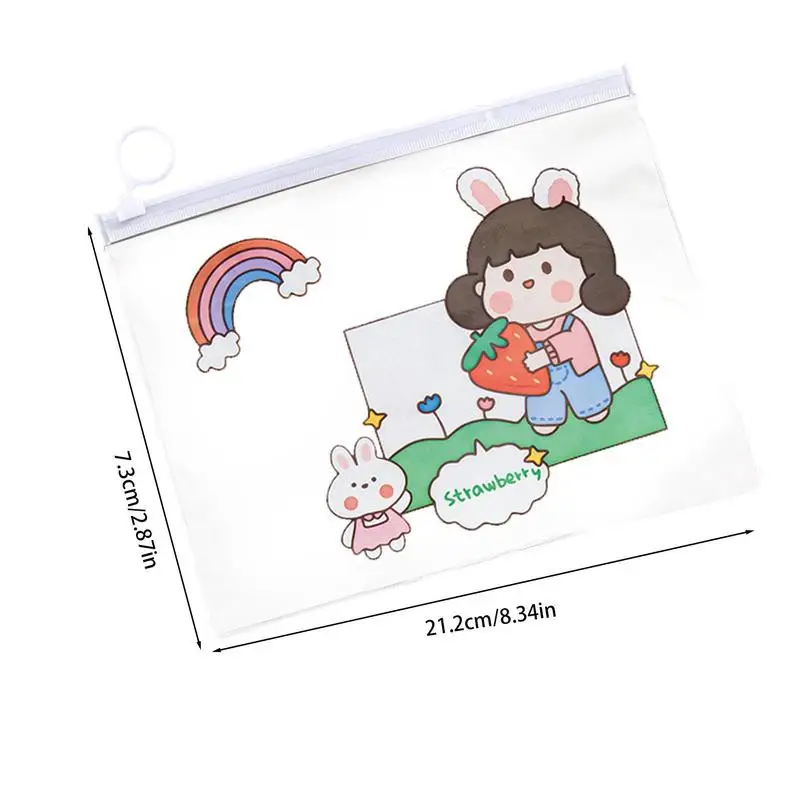 휴대용 방수 만화 미니 파우치 보관 가방, 사랑스러운 만화 젤리 지갑 화장품 가방 동전 지갑 지퍼 투명 연필 파우치