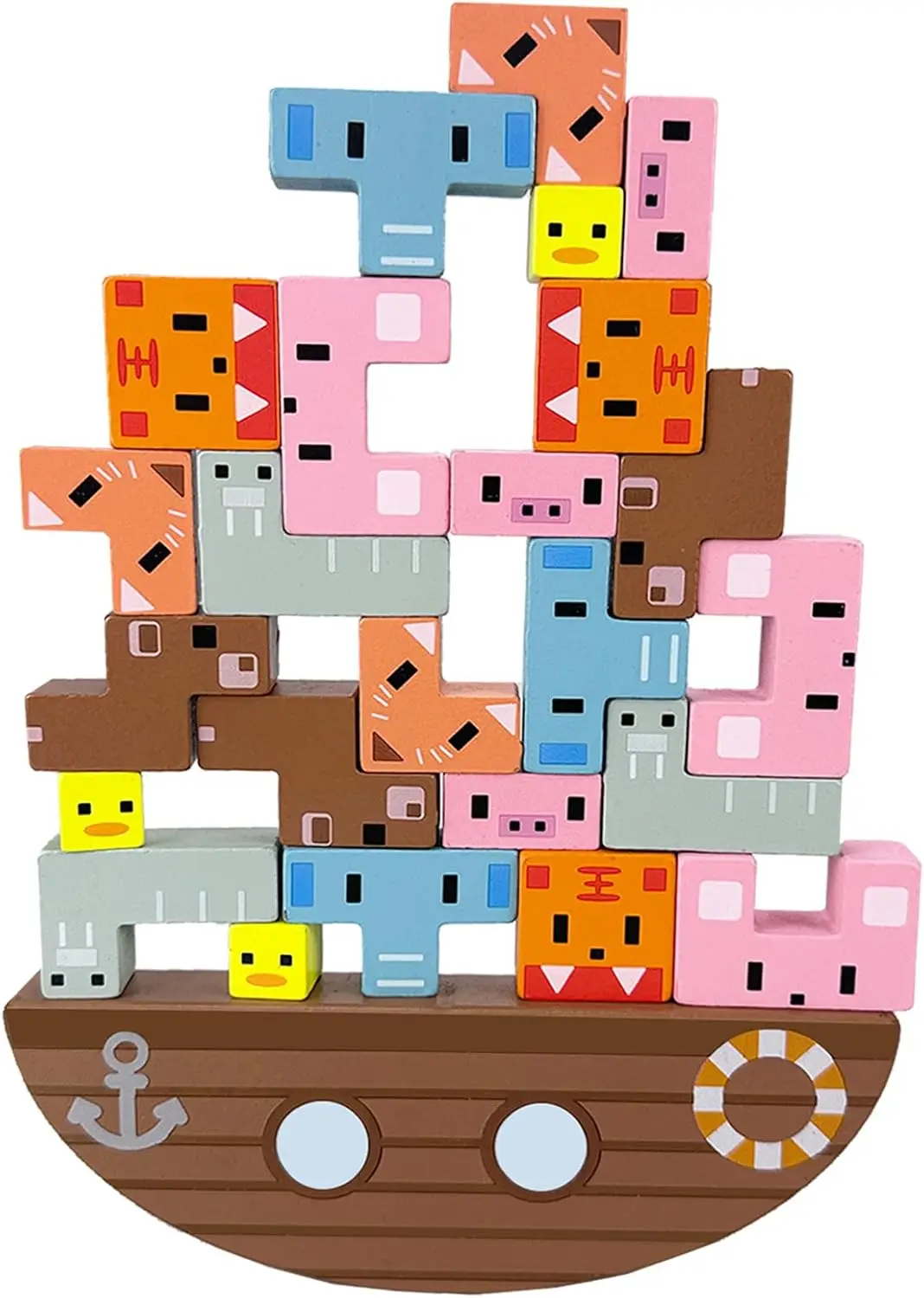 

Montessori Toys for 3 4 5 Year Old Boys Girls, Toddler Toys Age 3-6, 25 Pack Wooden Animal Balance Game，Blocks Sorting & Stackin