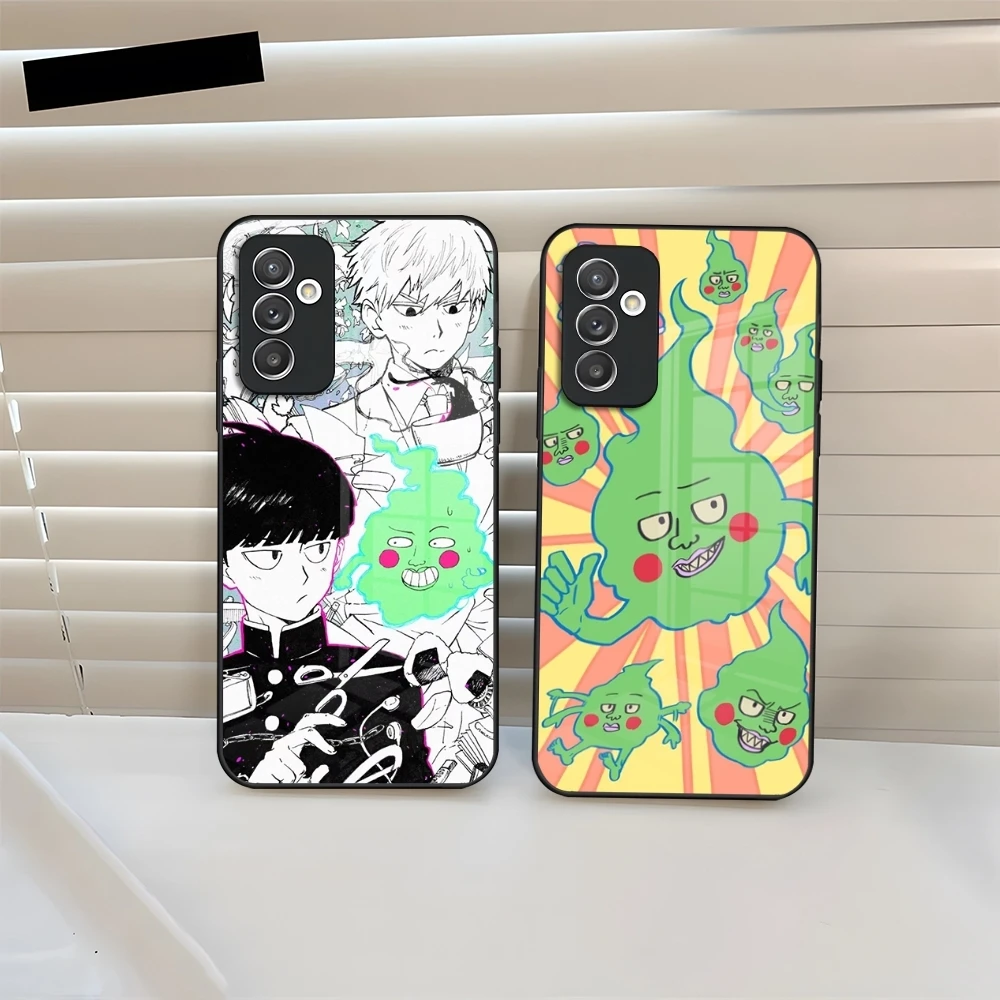 Mob Psycho 100 Phone Case Glass For Samsung Galaxy S20 S24 S21 S22 S23 Ultra Fe Plus A34 A54 A16 A24 A52 A53 M54 Cover