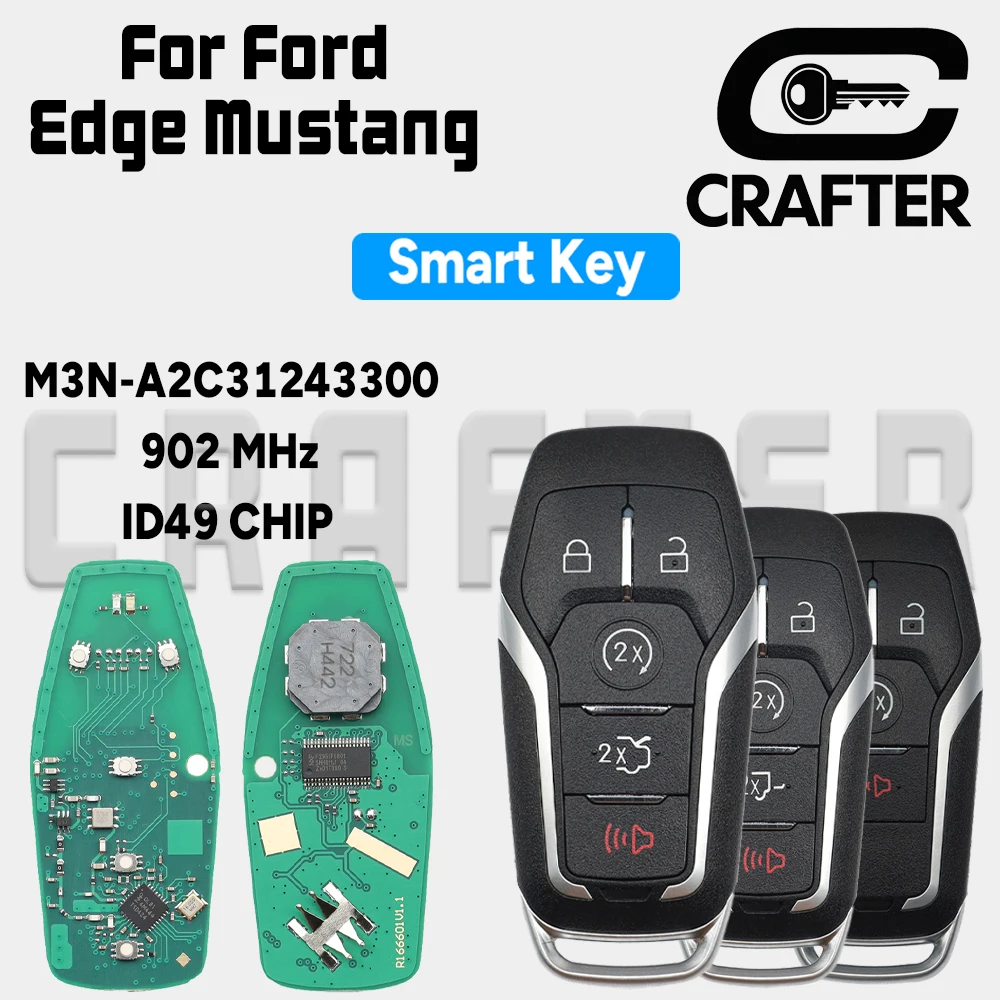 مفتاح Crafters M3N-A2C31243300 ID49 رقاقة 902 ميجا هرتز مفتاح السيارة الذكية لفورد فيوجن اكسبلورر إيدج موستانج 2013-2017 القرب البطاقة الذكية