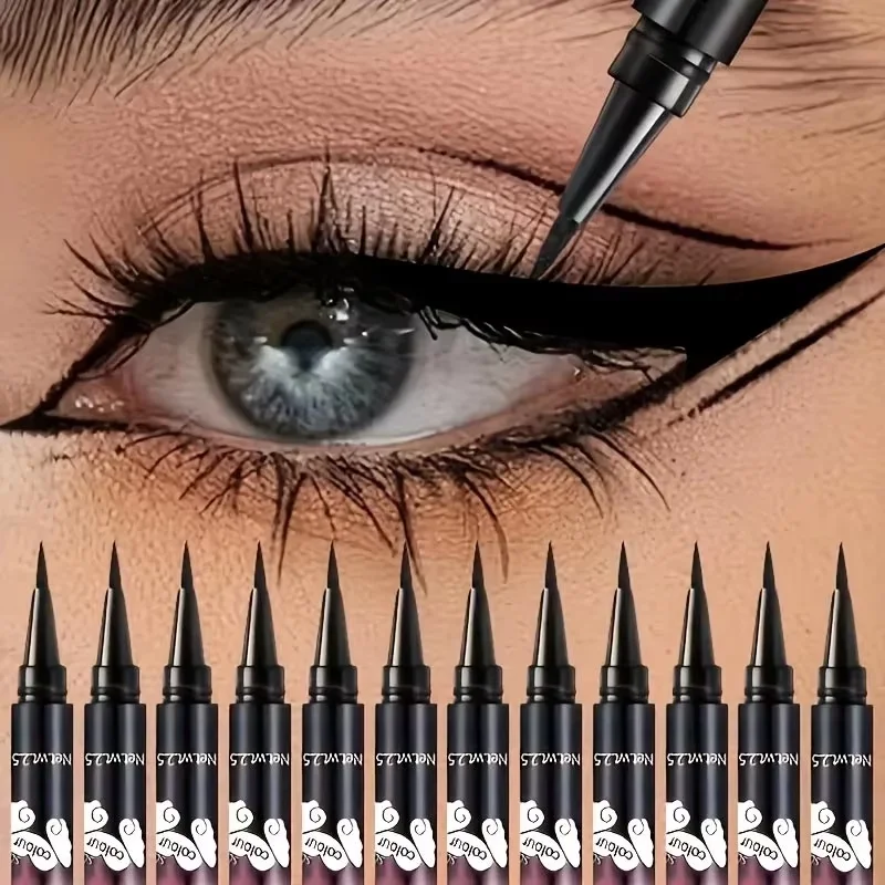 12er-Packung der meistverkauften schwarzen Flüssig-Eyeliner, langanhaltend und wasserfest, Exquisite Cosmetics._voghion.com
