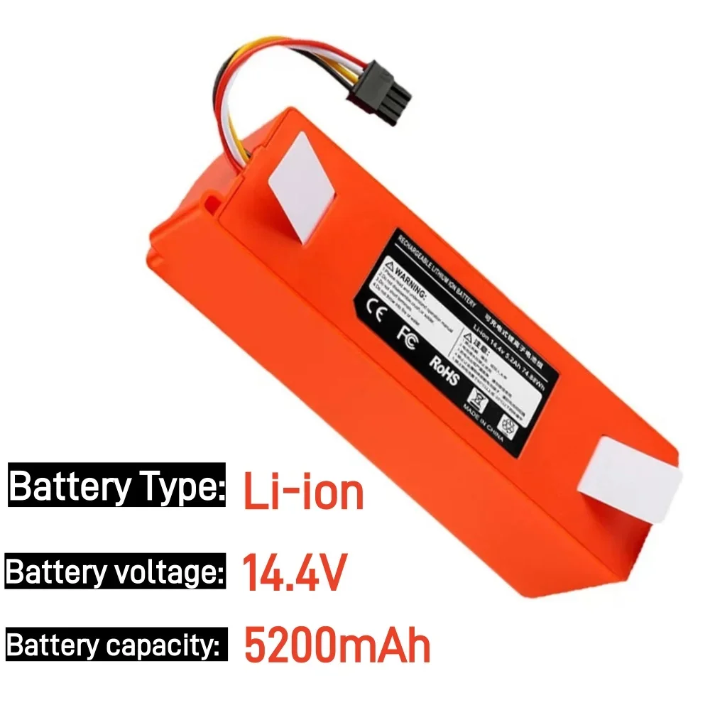 New 14.4V 5200mAh Li-ion Battery Replacement for XIAOMI ROBOROCK Vacuum Cleaner S50 S55 S60 S65 S5MAX S6 S7 Q5 Q7 MAX S7 MAXV