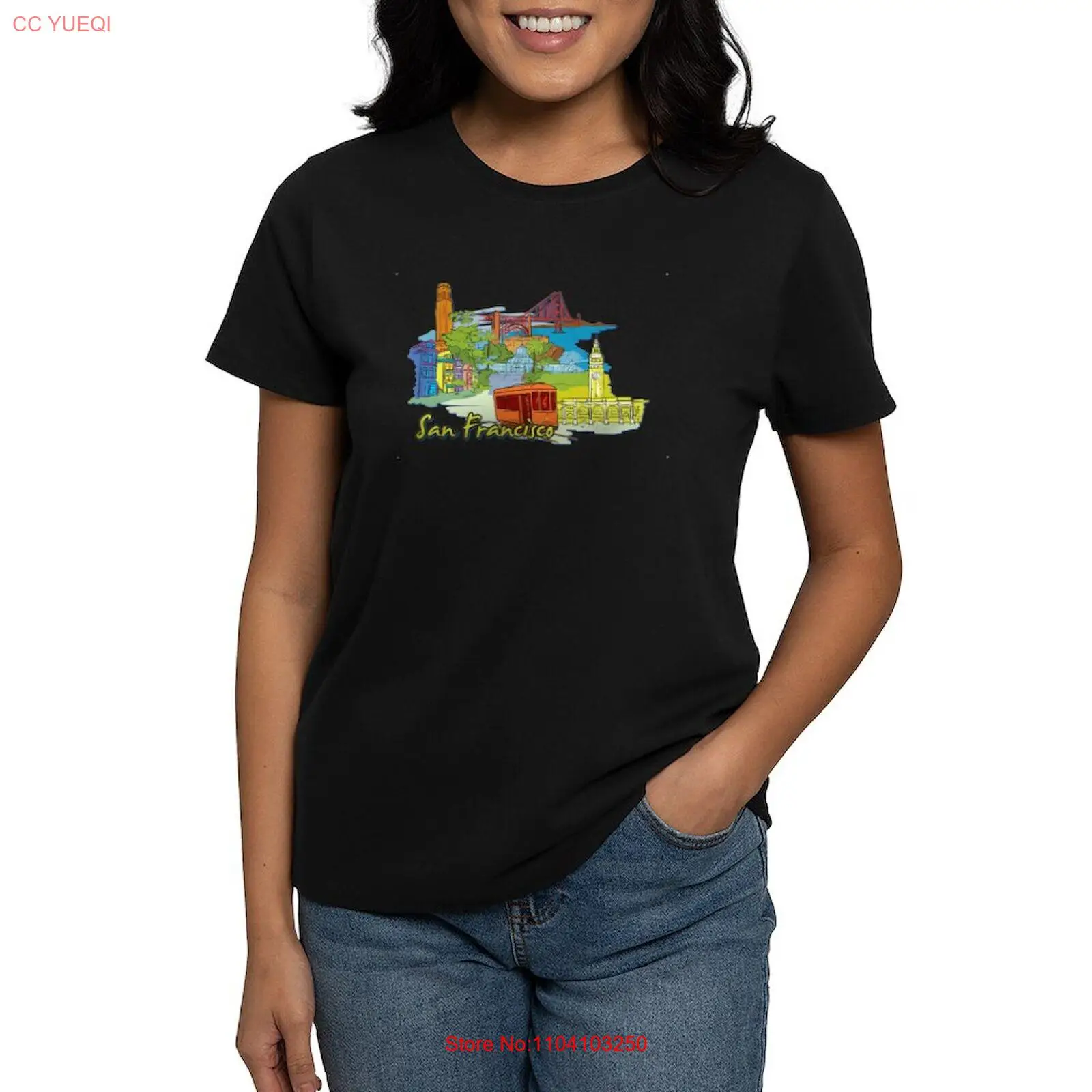 CafePress San Francisco Travel Poster T Shirt Womens T-Shirt (2025343298)