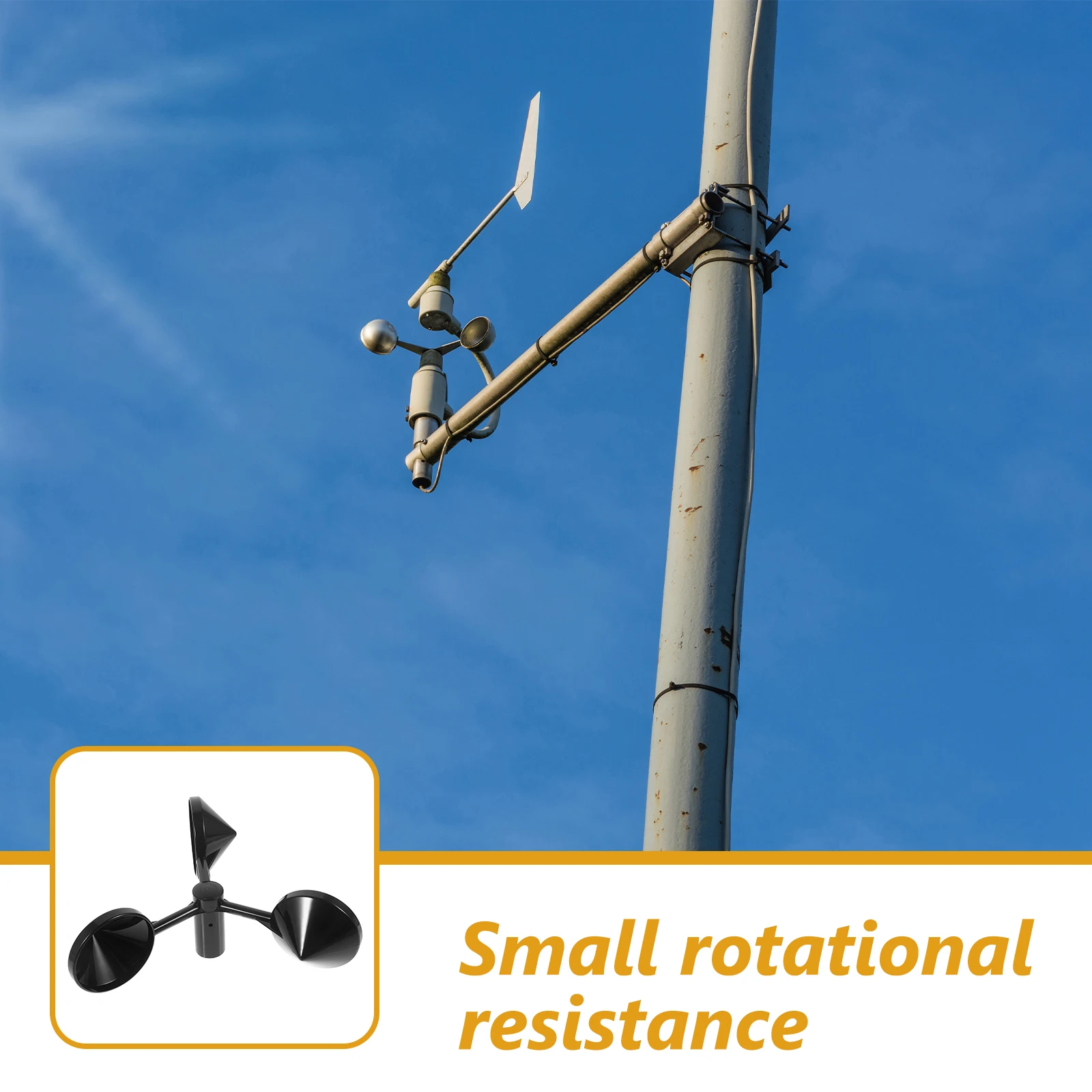 

Anemometer Wind-Speed Sensor 3-Cup ABS Material Low Resistance Accurate Wind Meter Cup for Weather Station Marine Greenhouse