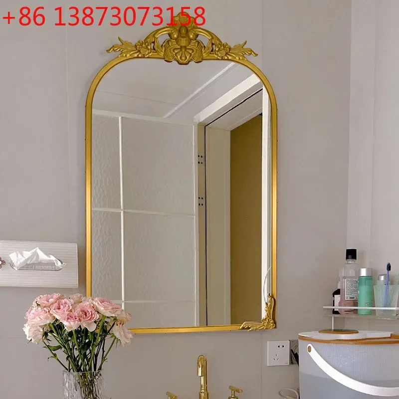 

French vintage bathroom European carved bathroom wall-mounted mirror