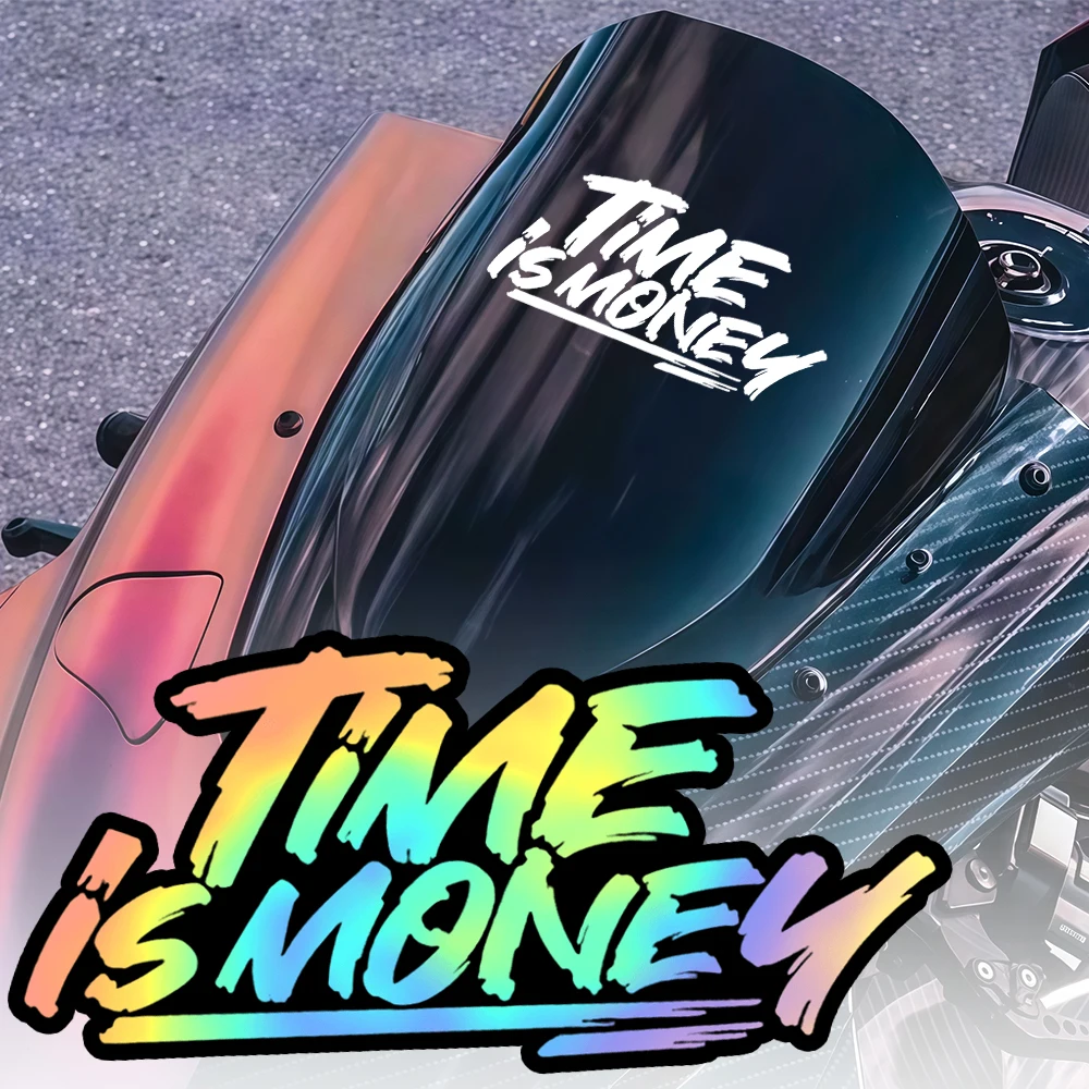 

Наклейка на мотоцикл «Время — это деньги», 1 шт., прочная водонепроницаемая виниловая наклейка для обтекателя мотоцикла, топливного бака, шлема, багажника автомобиля, окон