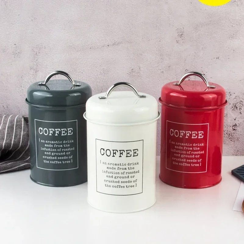 Kitchen Canisters Coffee Tea Sugar Flour Metal Tin Jars Nest Food Storage Container Farmhouse Decor Countertop Pantry Organizer