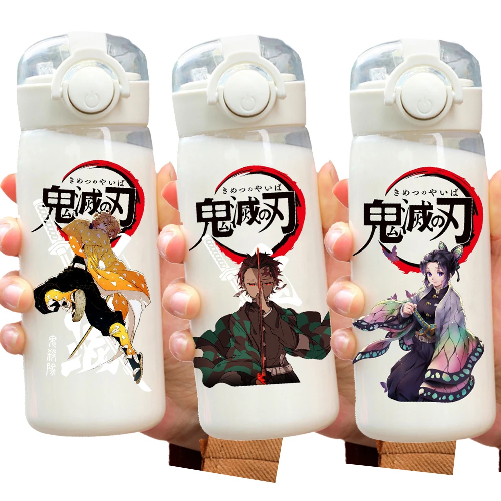 Anime Figure Demon Slayer Kamado Tanjirou Tomioka Giyuu Kamado Nezuko Agatsuma Zenitsu Straw Sports Water Cup Bottle Gifts 400ML