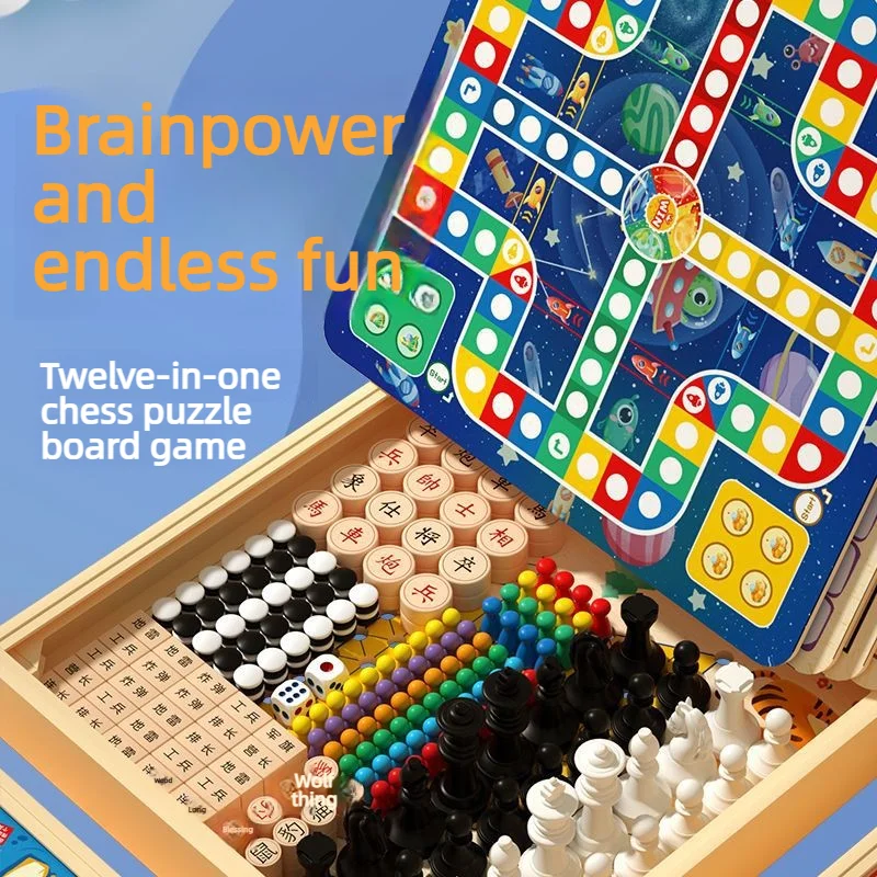 Multi-functional Board Game Set, 4 In 1 / Multi In 1 Chess Toy, Flight Chess, Gobang, Go, Checkers, Educational Desktop Game
