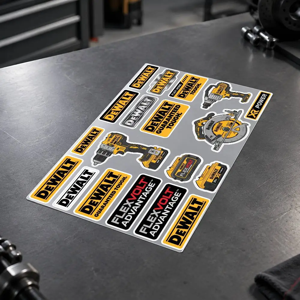 D-DEWALT Motorcycle Sticker Set Reflective Decals For Helmet Fuel Tank Fairing Body Custom Bike Graphics Kit