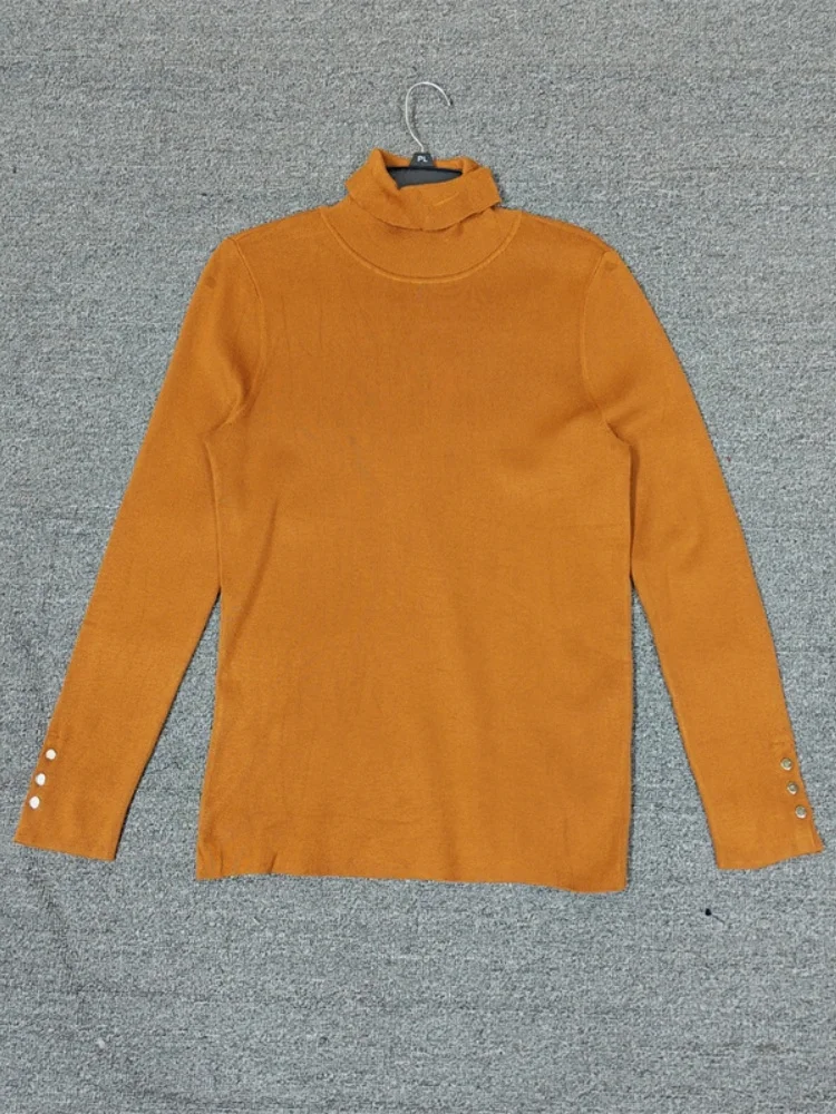 

High Ne Long Sve Knitted Sweater Base Layer Slim Fit Inner Wear Cotton Blend Fiber Winter Commute Sle Regular Length