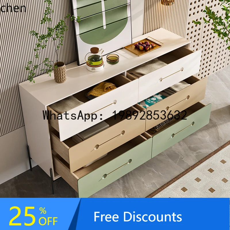 Cabinet light luxury six chest  simple bedroom solid wood chest cabinet creative storage side cabinet