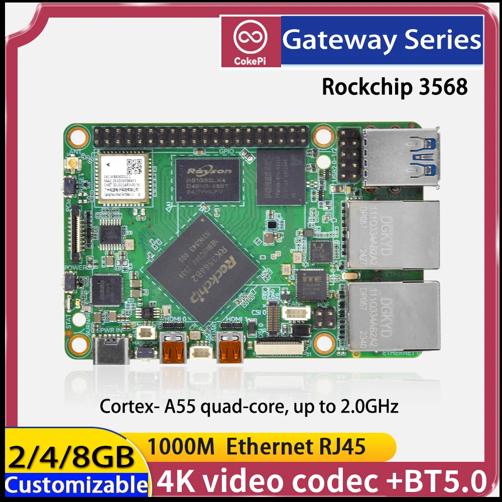 

LAST CHANCE 20% OFF - CPG-3568 SBC WiFi6 2.5G Ethernet POE 1TOPS NPU M.2 SATA 4GB+64GB