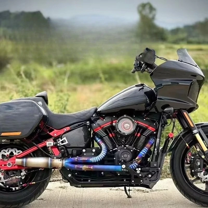 2018-Later HD Softail LowRider ST/Street Bob/Fat Boy/Breakout Titanium Alloy 2-into-1 Motorcycle Exhaust Pipe System New