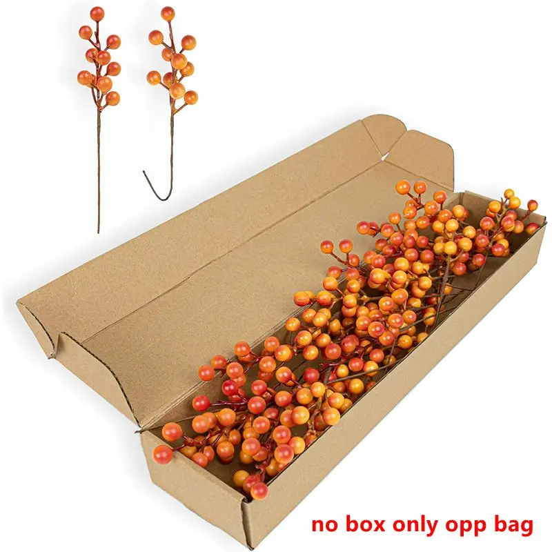 

10Pcs Foam Artificial Holly Berry Orange Berry Branches for Autumn Thanksgiving Harvest Christmas Tree DIY Home Decoration
