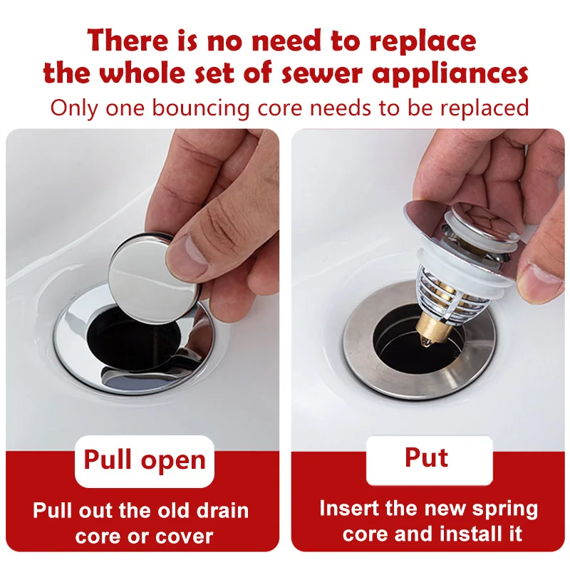 Universal Stainless Steel Pop-Up Spring Core Basin Tekan Jenis Selokan Filter Layar Drain Slot Plug Rambut Receiver Alat Kamar Mandi