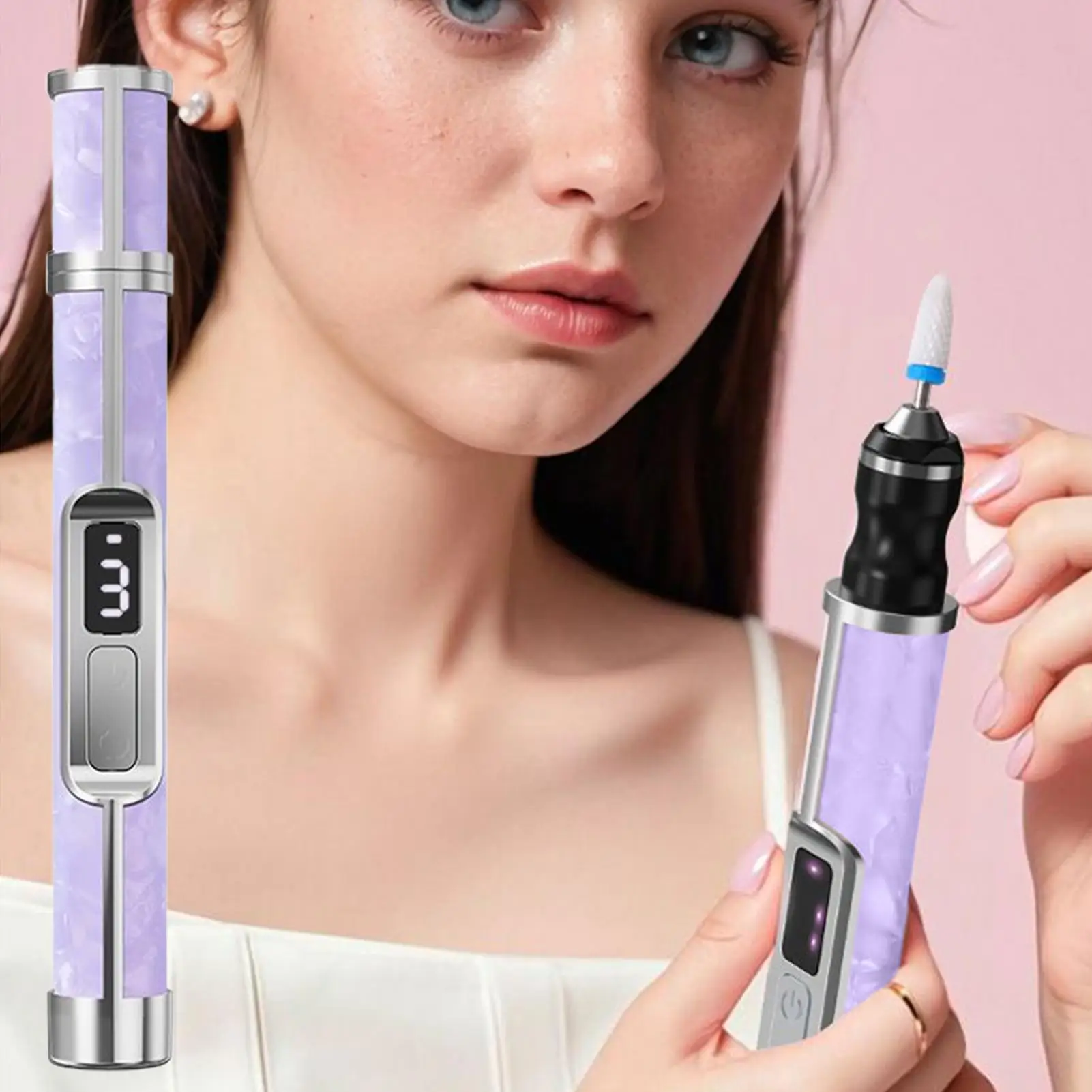 Perceuse à ongles 3 vitesses, lime de polissage des ongles, Portable, Rechargeable, dissolvant de callosités des pieds, pour femmes, filles et hommes, ongles épais