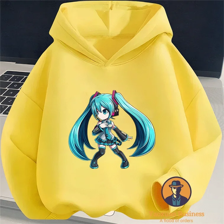 

Hot Sale Miku Little Boys Children Hoodie Cute Cartoon Print Windproof Warm Autumn Winter Stylish