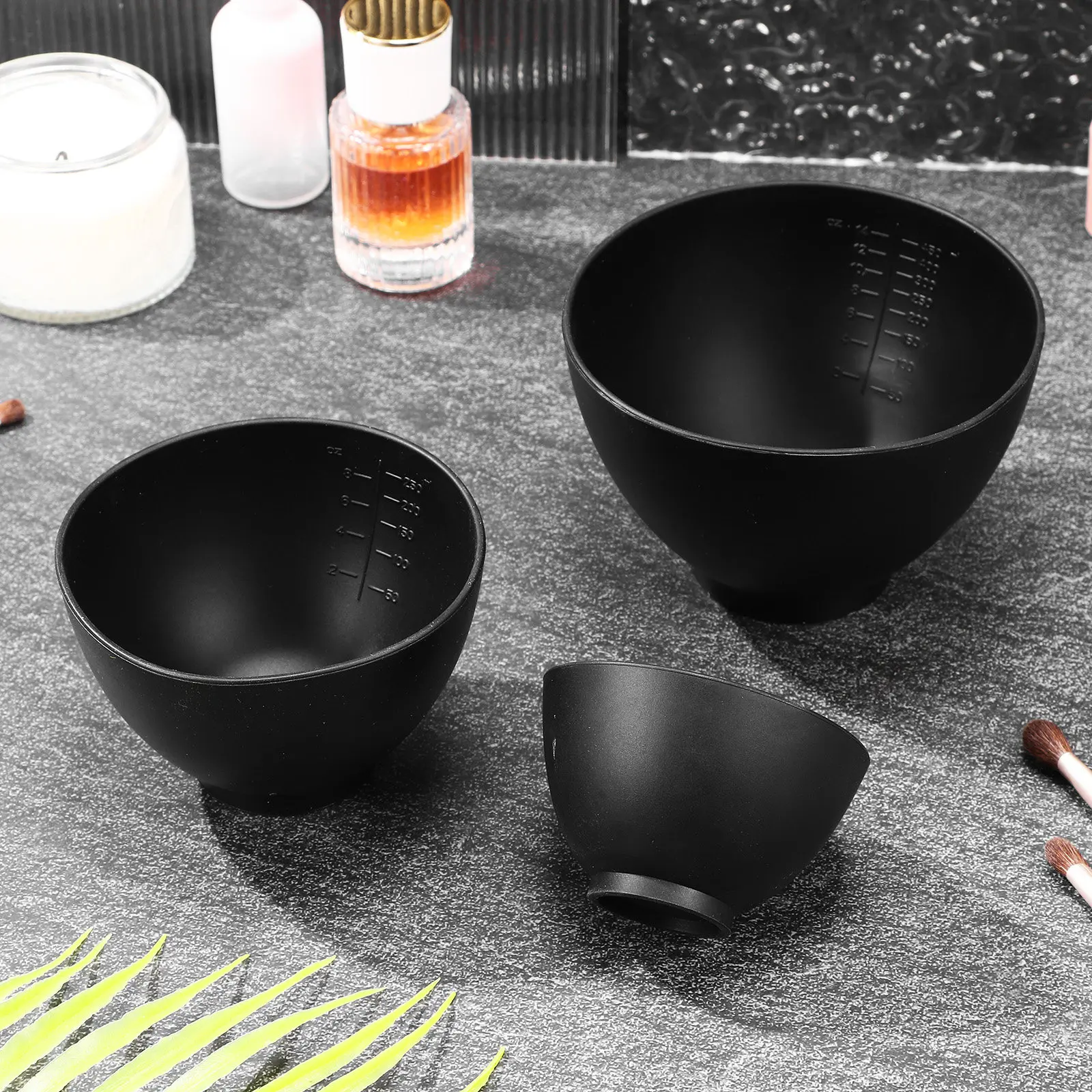 

Набор из 3 черных силиконовых чаш для смешивания, для приготовления DIY-масок для лица, легко моются, инструменты для спа-процедур, разные размеры, для домашнего и салонного использования