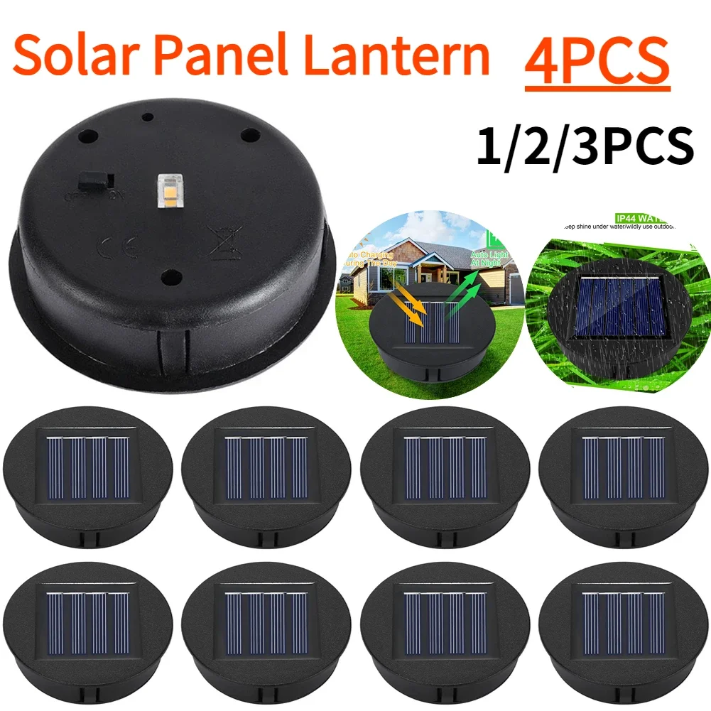 4PCS 8CM Solar Light Replacement Top 1.2V Waterproof LED Solar Panel Lantern Lid Light Solar Lantern Top Outdoor Decor Garden