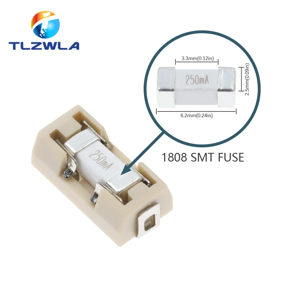 10PCS 1808 0451 SMD Fuse Holder Socket Fuse Box Base Transposon 6.1x2.69mm Temperature Plastic Shell Portafusibili