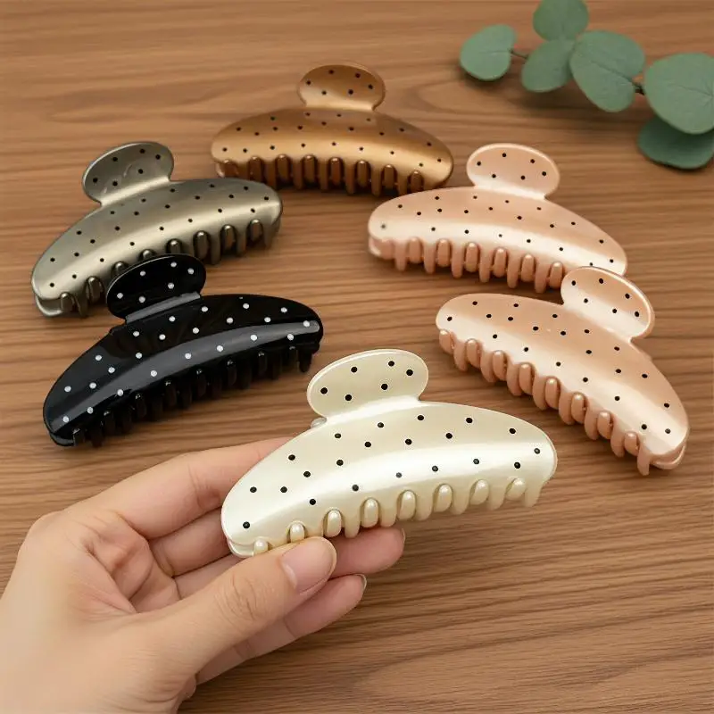 Polka Dot Grip Clip Exquisite Daily Styling Firm Grip Suitable For Various Hairstyles All Seasons Playful Accessory