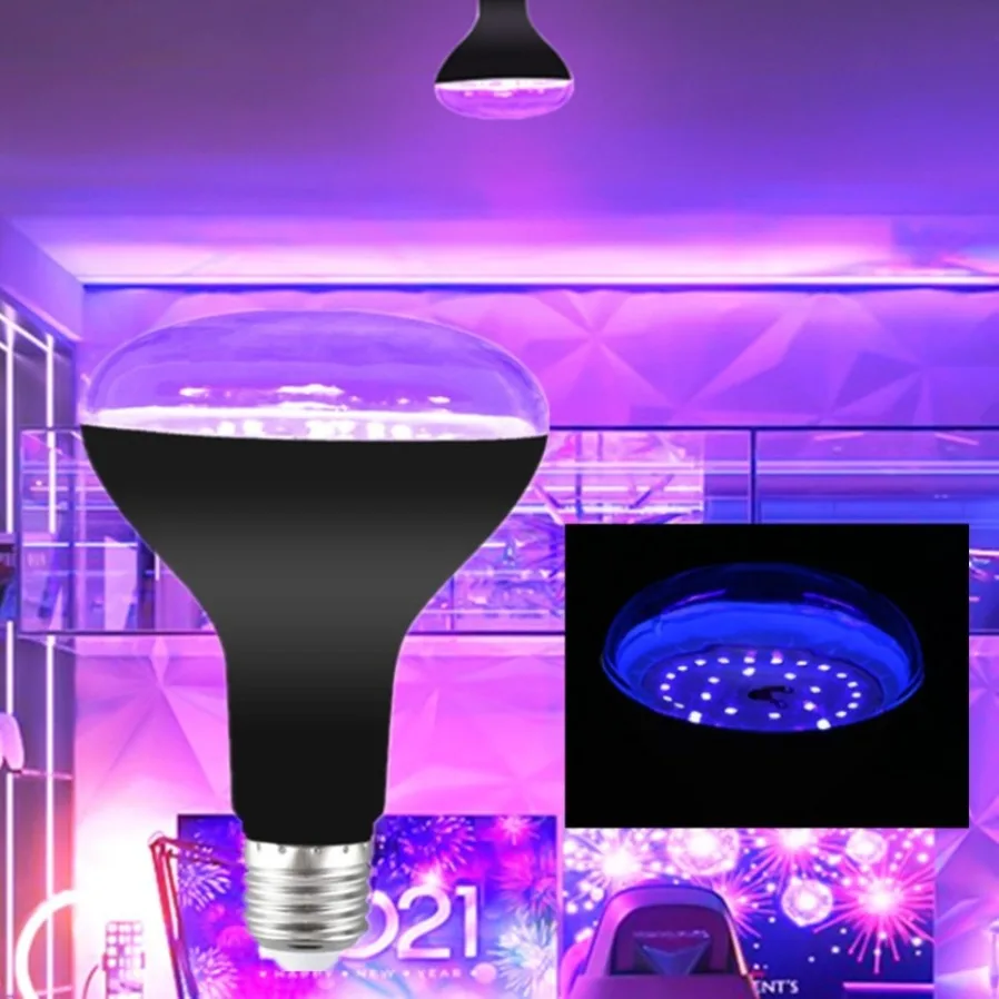 6 Pcs UV Black Light Bulb E27 UV Bulb 15W Light Bulbs 395-405nm Black Light Lamp UV-A Blacklight Bulb Purple Light Lighting