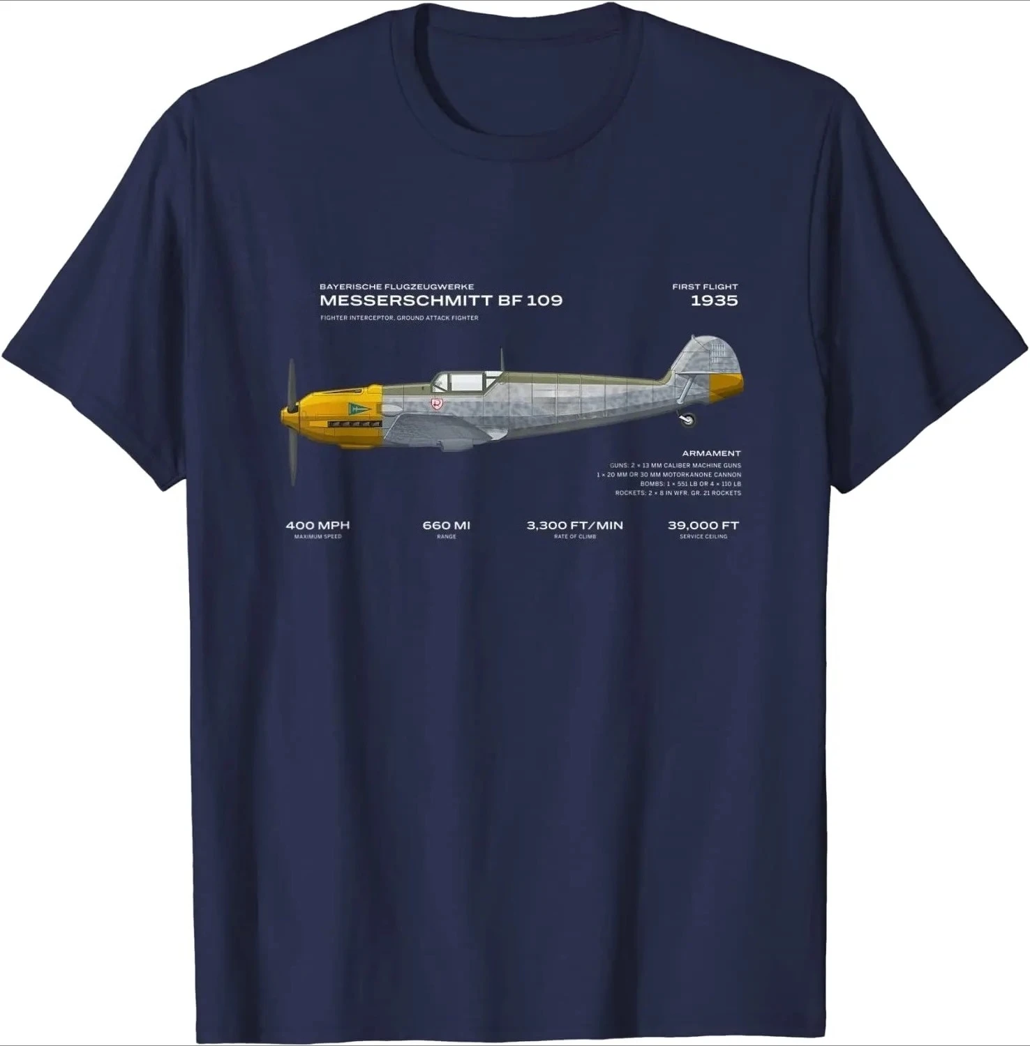 Air Force Messerschmitt Bf 109 Fighter T-Shirt. Summer Cotton O-Neck Short Sleeve Mens T Shirt New S-3XL