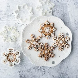 Christmas Snowflake Cookie Plunger Cutters Fondant Cake Mold Biscuit Sugarcraft Cake Decorating Tools