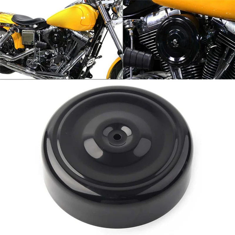 Black 7Inch Air Cleaner Cover for Harley Touring Softail Dyna FL FX FXST FLST FXR XL FXD FLT Motorcycle Round Ripple