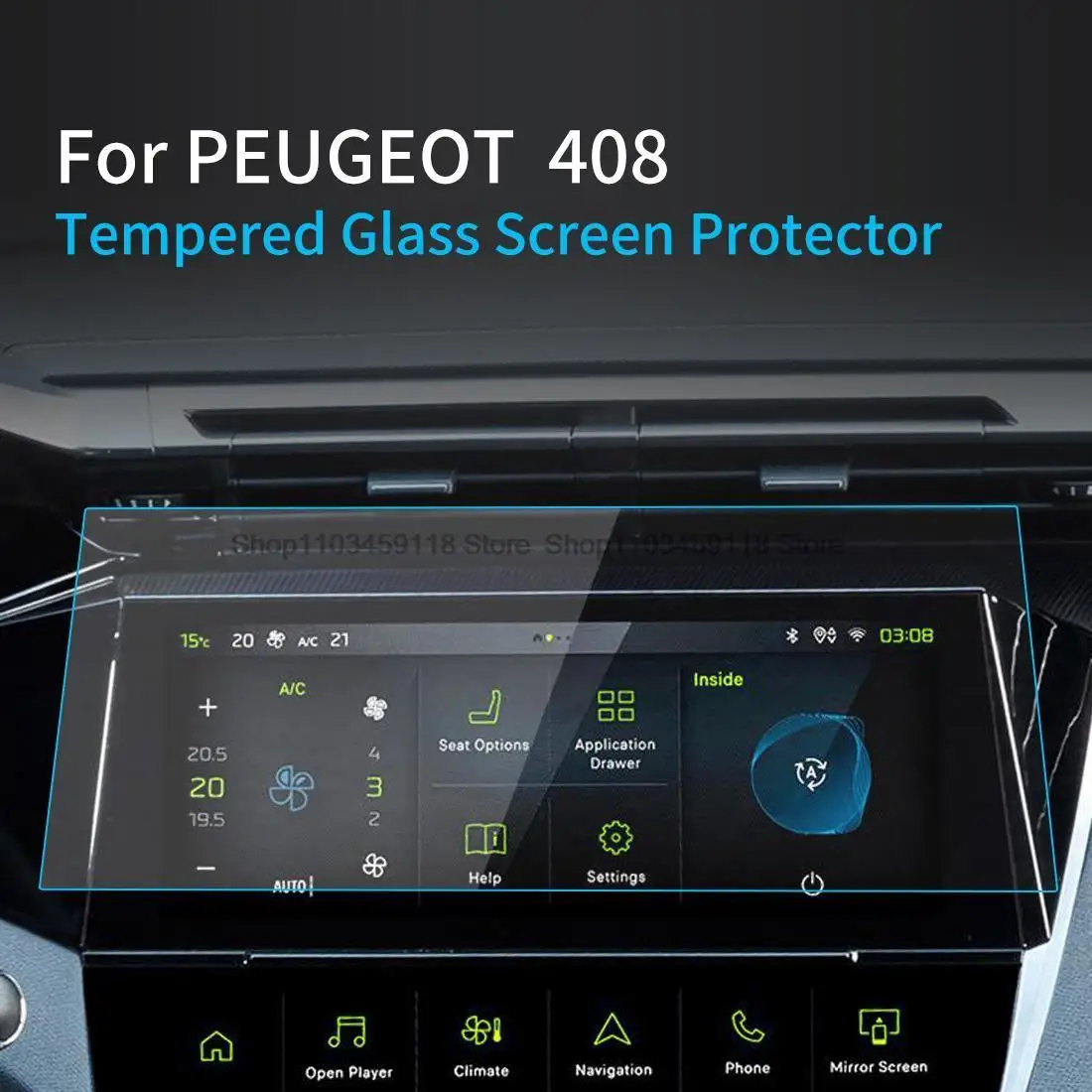 2PCS Tempered glass screen protector film For Peugeot 408 308 SW 2022 2023 10 inch  Car Radio GPS Navigation anti-scratch  film