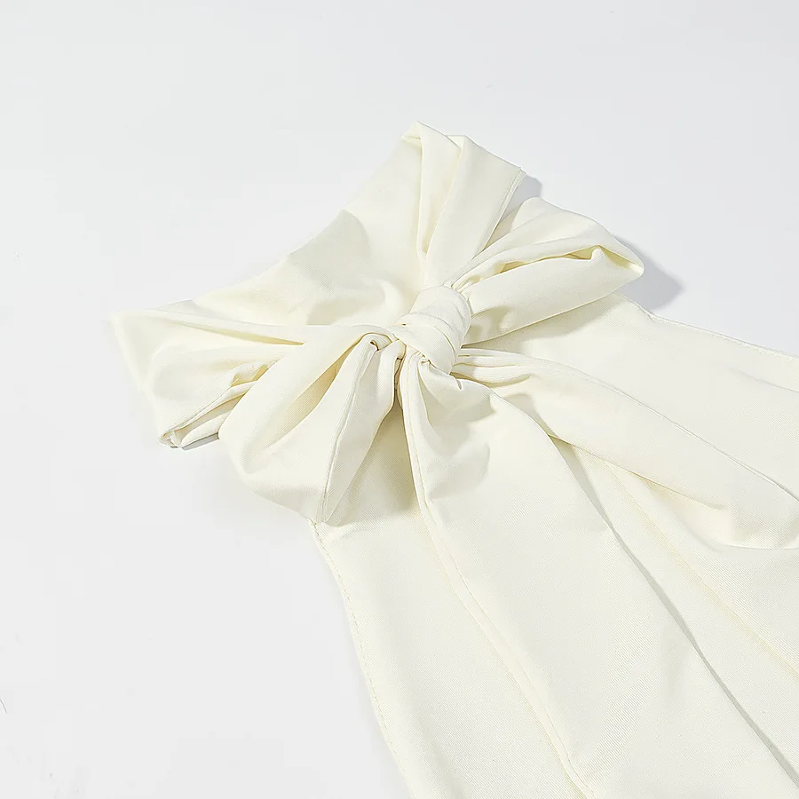 Elegantes Einfarbiges Neckholder-Minikleid mit Rückenausschnitt, Süßer Verzierter Stufenrock mit Rüschen, Damenkleid für Abendpartys, Club und Abschlussball – Detail 8