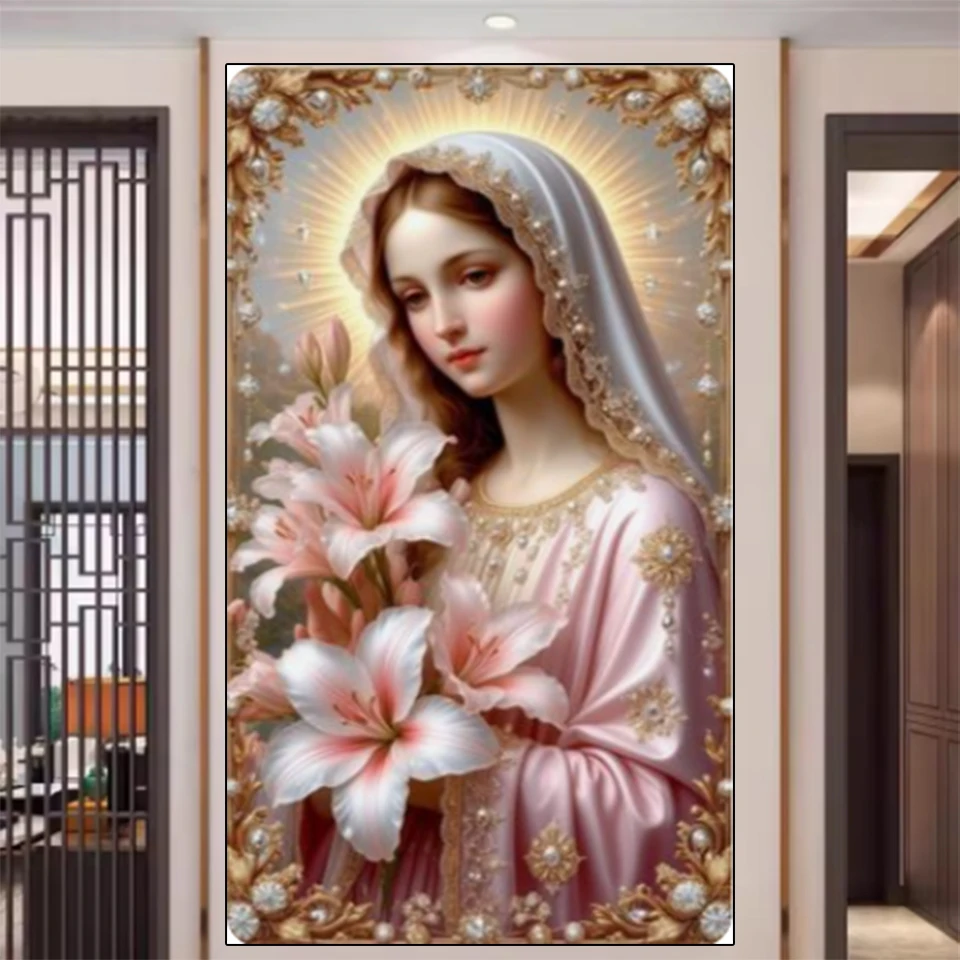 

5d Diy New 2025 Diamond Painting Virgin Mary Religion Mosaic Rhinestone Embroidery Cross stitch Kits Home Decoration