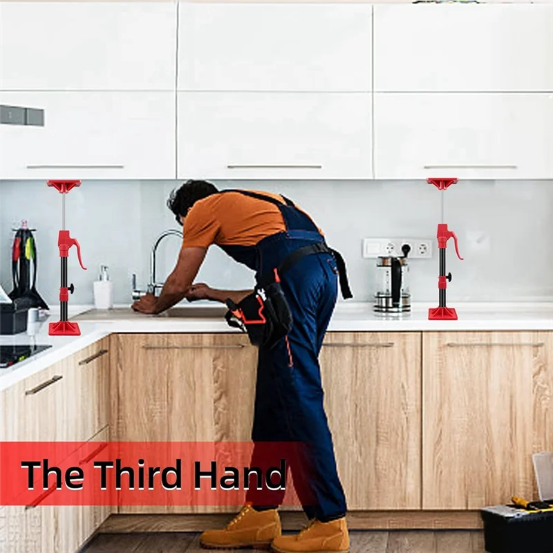 

T98C-Cabinet Jack Support Bar, 2-Pack Adjustable Quick Support System Bar, Telescoping Third Hand Tool