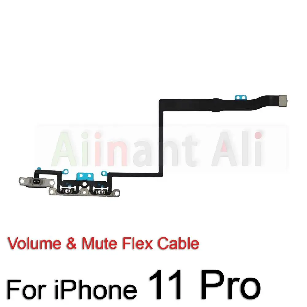 AiinAnt-Mute Botões de Volume, Carregamento Sem Fio, Luz do Flash, Cabo Flex para iPhone 11 Pro, 11Pro Max, Peças de Reparo do Telefone