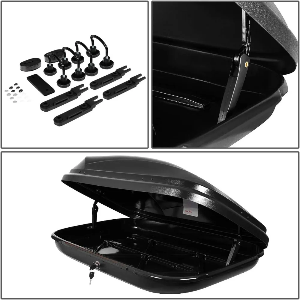 Heavy Duty Rooftop Cargo Carrier ABS Lockable Car Roof Rack Cargo Carrier, Capacity 110 LBS, 53 X 34 X 15 Inches, Black