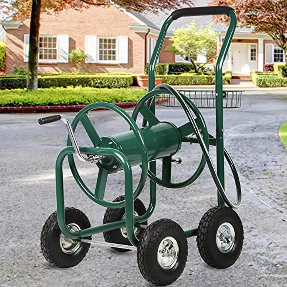 

Heavy Duty Garden Hose Reel Cart 300ft Water Hose Storage Wheel Planting Yard Lawn