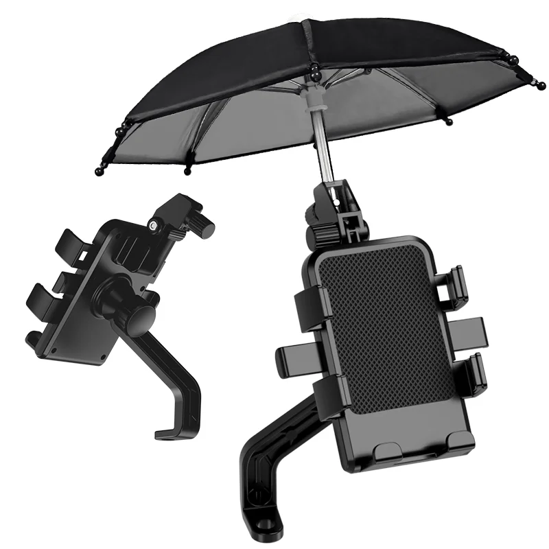 Motorcycle Phone Holder Stand Umbrella Rainproof Sunshade Bicycle Outdoor Scooter Phone Clip Handlebar Mount For iPhone Samsung