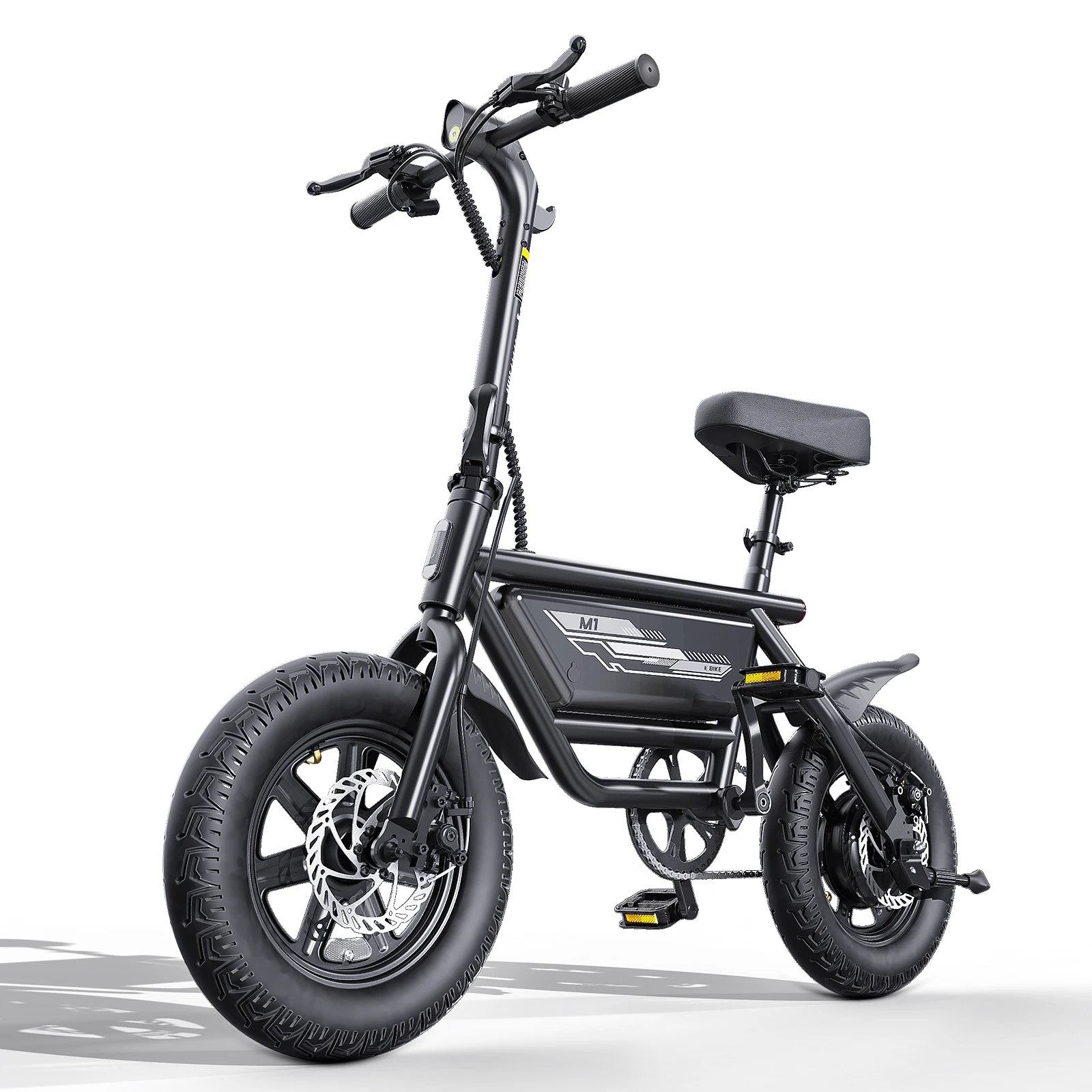 DYU M1 MINI 14x3.0 Fat Tire Folding Electric Bike 19.9MPH 20.5 Mile PAS Range 264LBS Load IP54 Urban Commuter E-Bike
