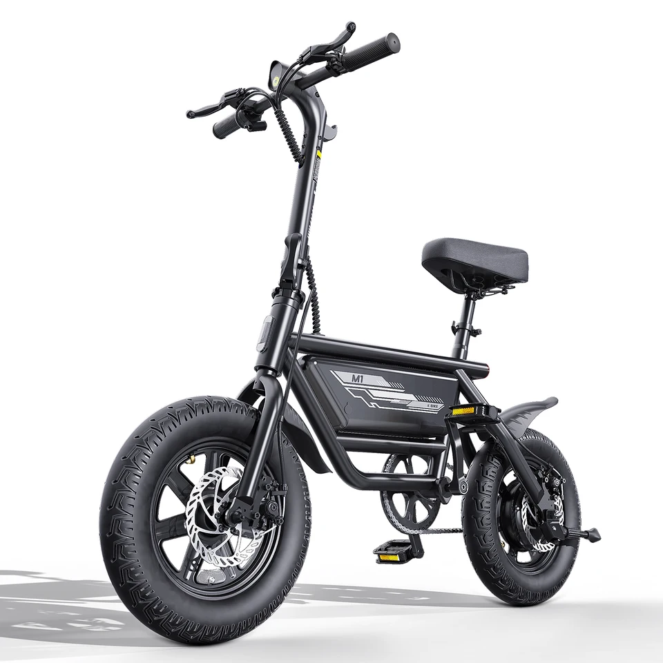 DYU M1 MINI 14x3.0 Fat Tire Folding Electric Bike 19.9MPH 20.5 Mile PAS Range 264LBS Load IP54 Urban Commuter E-Bike