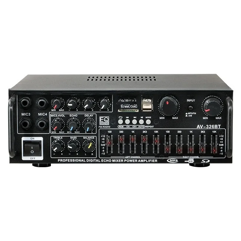 High power household power amplifier 12V/220V Bluetooth EQ equalizer Car outdoor Karaoke