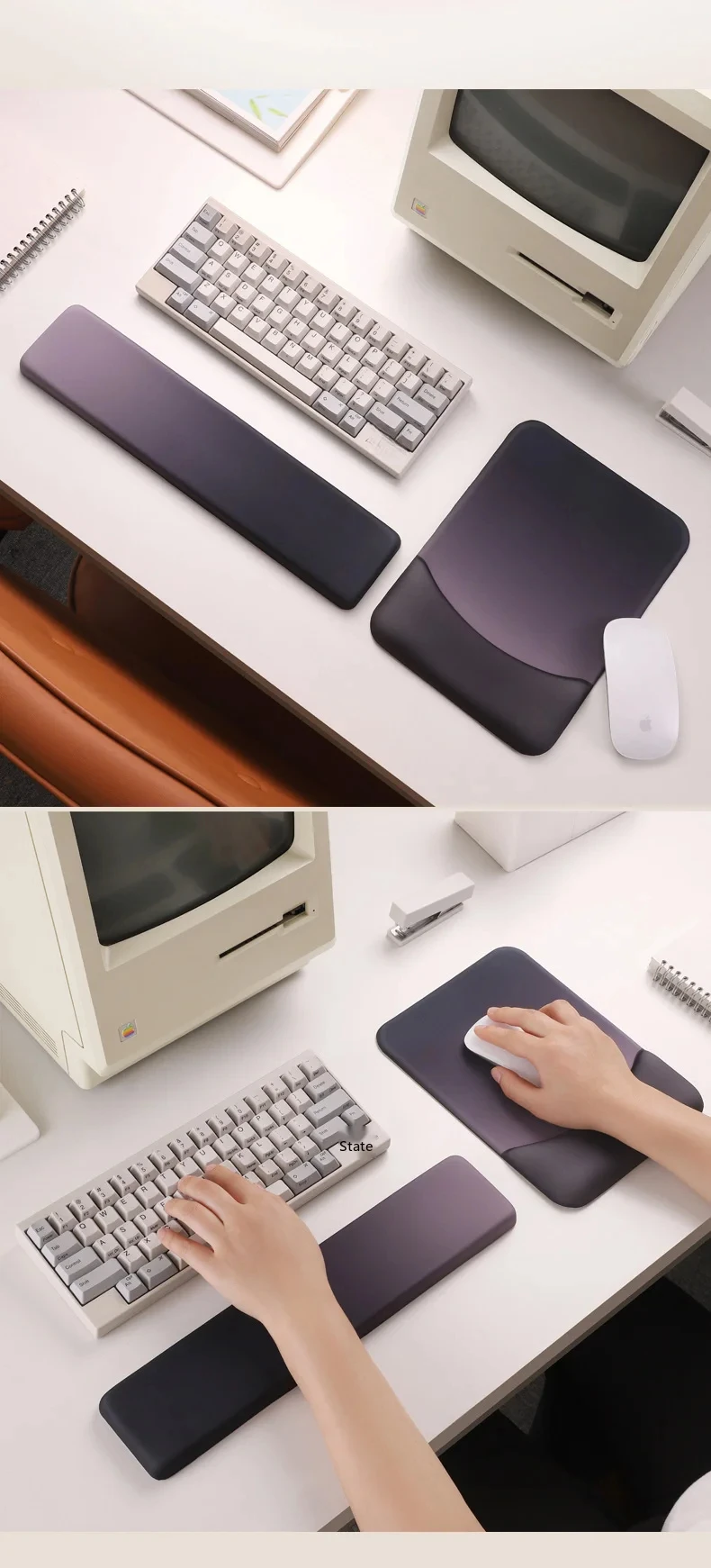 Quadratisches Silikon-Handgelenkauflage-Mauspad, ergonomische Schreibtischunterlage für Büro und Gaming, 4 Farben mit Tastaturunterstützung – Detail 4