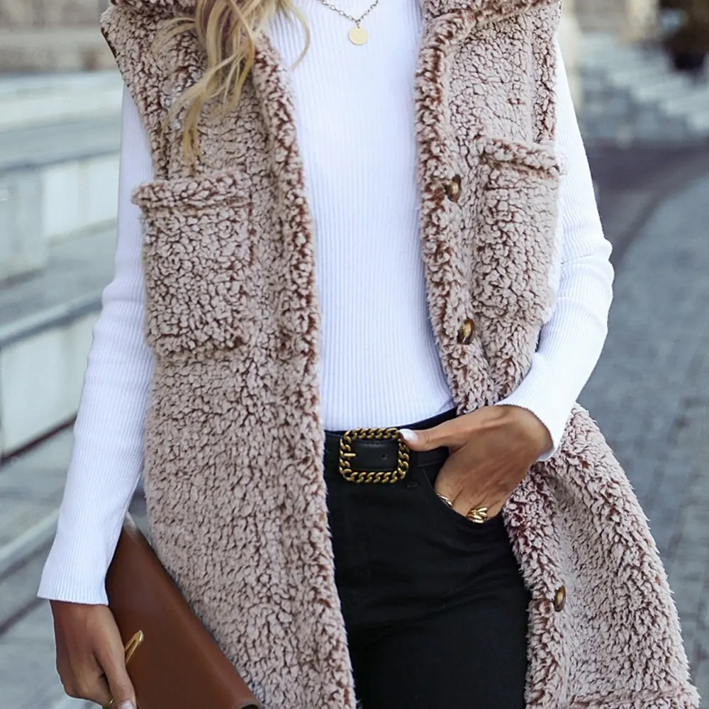 

Женский бархатный длинный кардиган без рукавов в европейском и американском стиле с лацканами, повседневное выцветшее пальто с пузырьками на осень-зиму