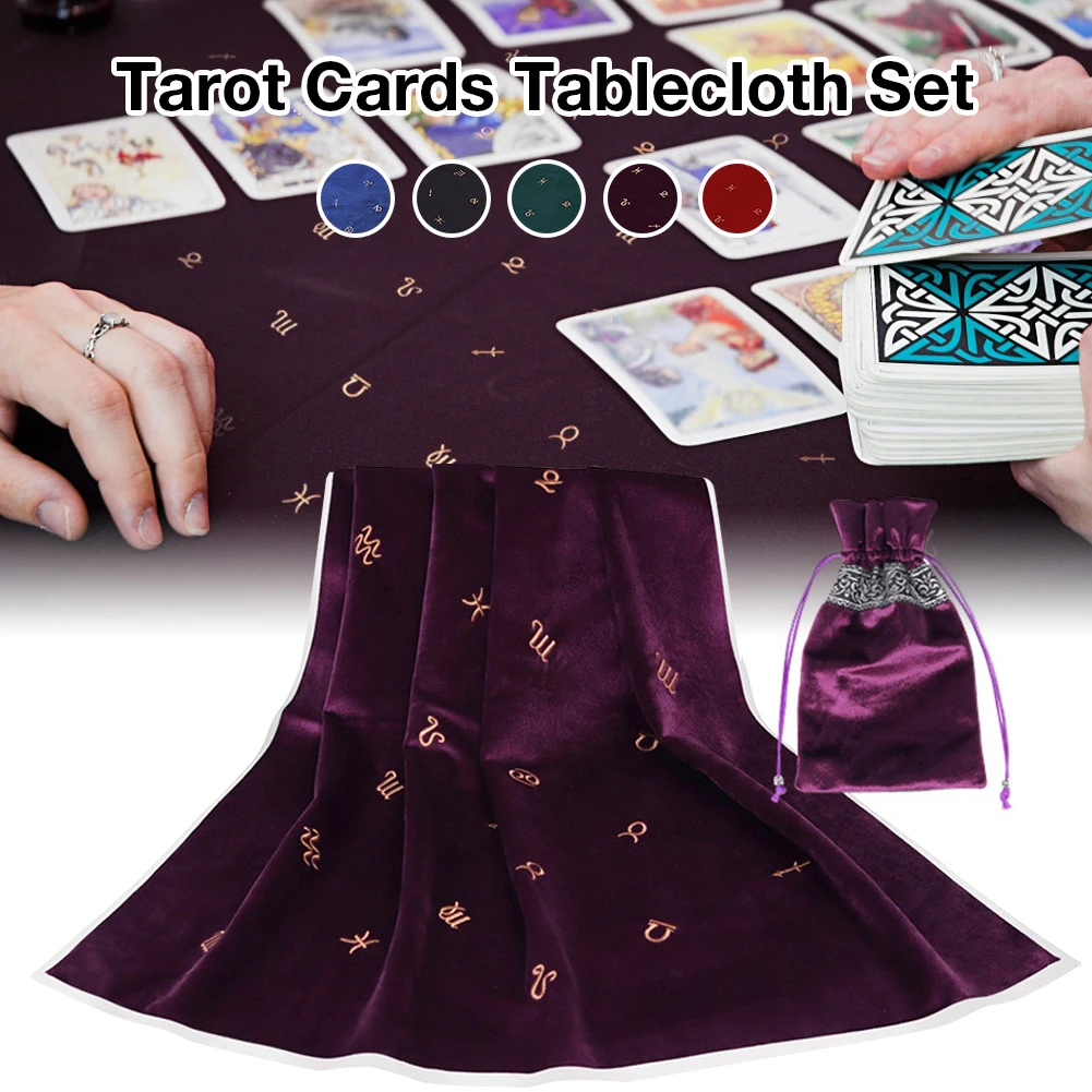 

High Quality Tarot Cards Tablecloth Set Washable Durable Embroidery Table Cloth With Storage Bag