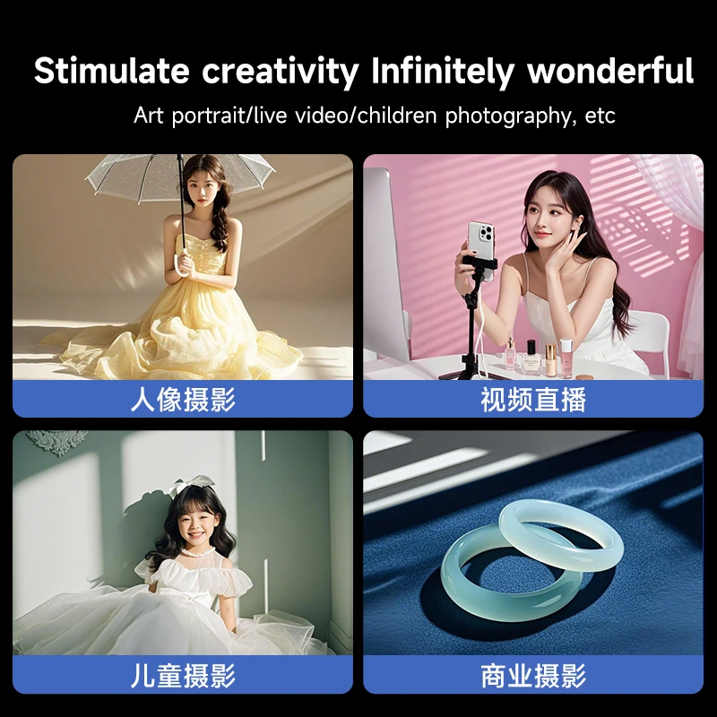 Bowon Mount Floodlight Spotlight Cone Lens Video Artist Styling Studio Light Kit with Optical Spotlight Lens 35 Styling Pieces